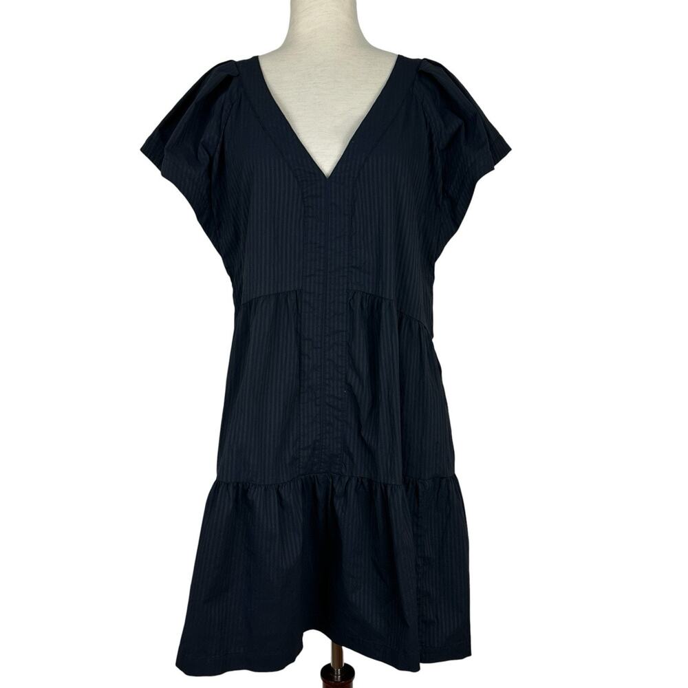 Vineyard Vines Performance Sophia Harbor Dress Women XL Navy Blue Stripe Tiered